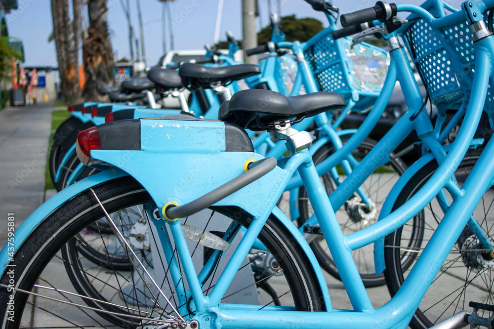Public city bike share rental bicycles