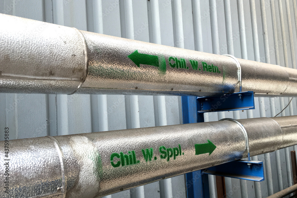 Fotka „Chilled water system pipes with insulation and cladding it with