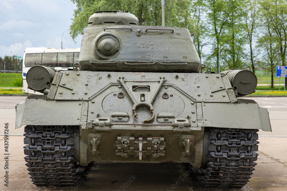 Rear view of the Russian tank IS-2 from the Second World War