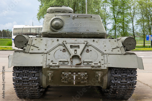 Rear view of the Russian tank IS-2 from the Second World War