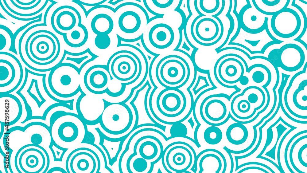 Abstract background of concentric circles in green and white colors. Vector illustration.