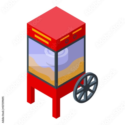 Popcorn cart maker machine icon. Isometric of Popcorn cart maker machine vector icon for web design isolated on white background
