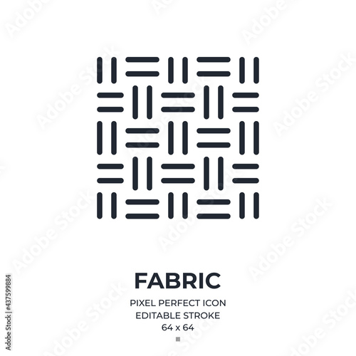 Fabric textile fiber editable stroke outline icon isolated on white background flat vector illustration. Pixel perfect. 64 x 64..