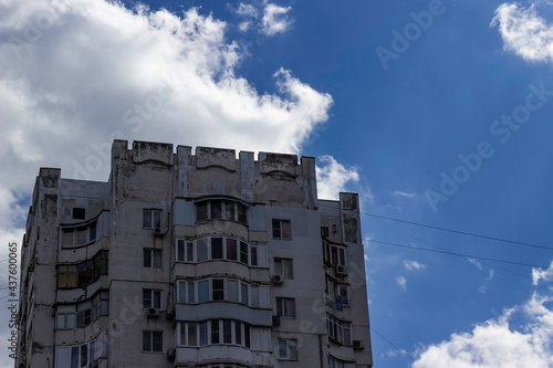 Residential building with Soviet southern architecture.