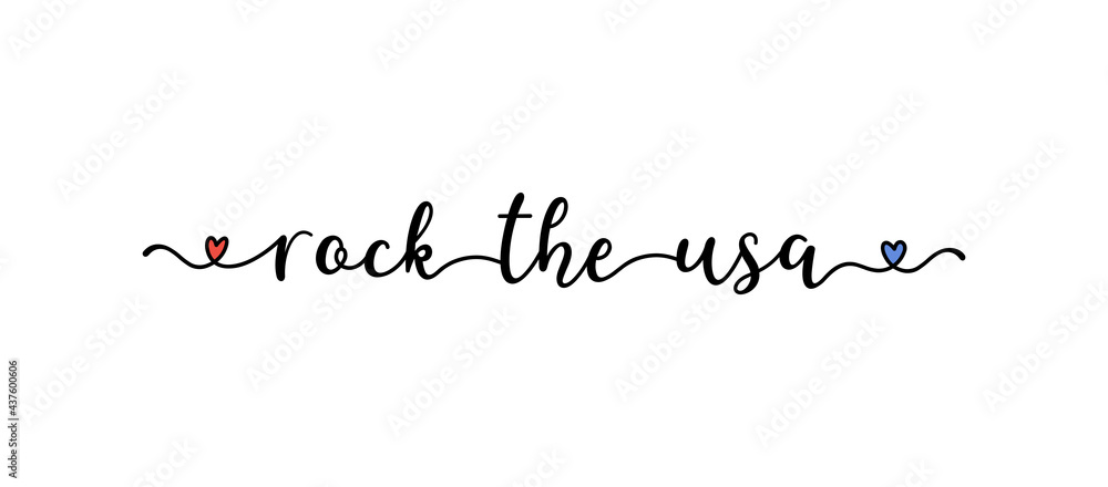 Hand drawn Rock the Usa as banner or logo. Lettering for postcard, invitation, poster, icon, label. Hand drawn Rock the Usa as banner or logo. Lettering for postcard, invitation, poster, icon, label.