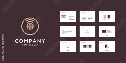 Letter aha axa wifi logo and brand guideline template