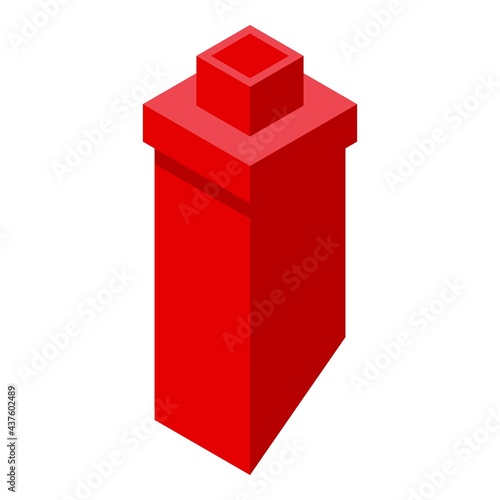 Red brick chimney icon. Isometric of Red brick chimney vector icon for web design isolated on white background