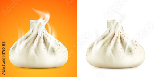 Khinkali realistic vector illustration. Traditional Georgian dumpling, isolated on background.