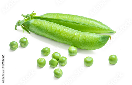 Green peas isolated on white background. Clipping path.