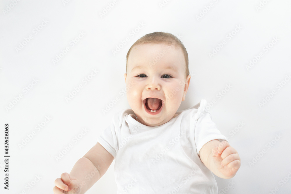 Portrait of smiling baby looking at camera Portrait of smiling baby looking at camera