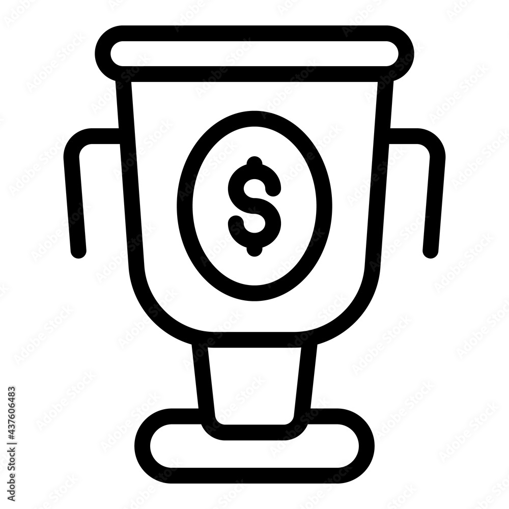 Money cup icon. Outline Money cup vector icon for web design isolated on white background Money cup icon. Outline Money cup vector icon for web design isolated on white background