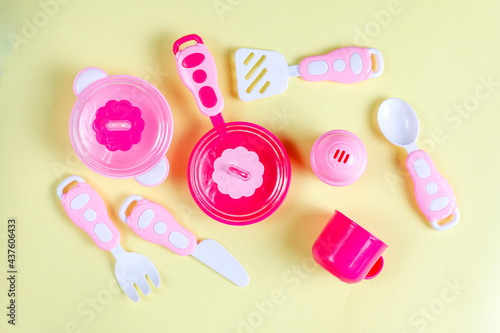 Set of toy kitchen utensils.
