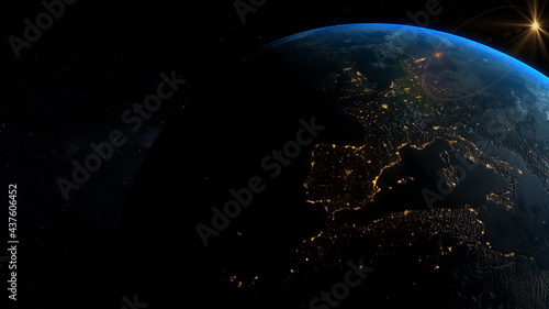 europe seen from space 3d illoustration
