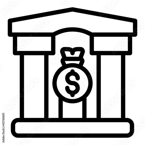 Bank building icon. Outline Bank building vector icon for web design isolated on white background