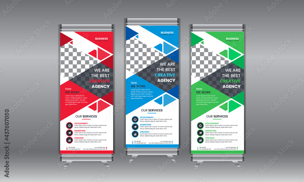 Elegant professional corporate rollup banner design for advertisement or marketing promotion
