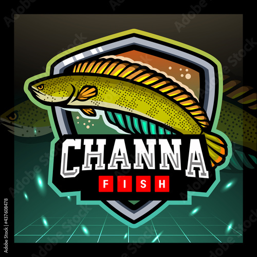 Channa barca fish mascot. esport logo design