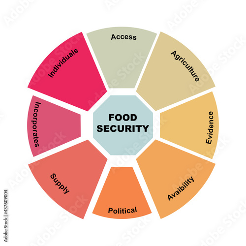 Diagram concept with Food Security text and keywords. EPS 10 isolated on white background