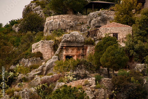 Fototapeta Naklejka Na Ścianę i Meble -  beautiful view of ruins of the ancient city on the island of Kekova