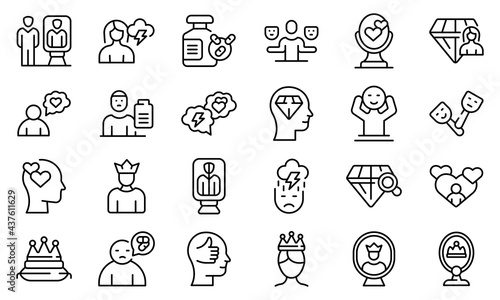 Narcissism icon. Outline narcissism vector icon for web design isolated on white background