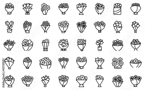 Bouquet icon. Outline bouquet vector icon for web design isolated on white background