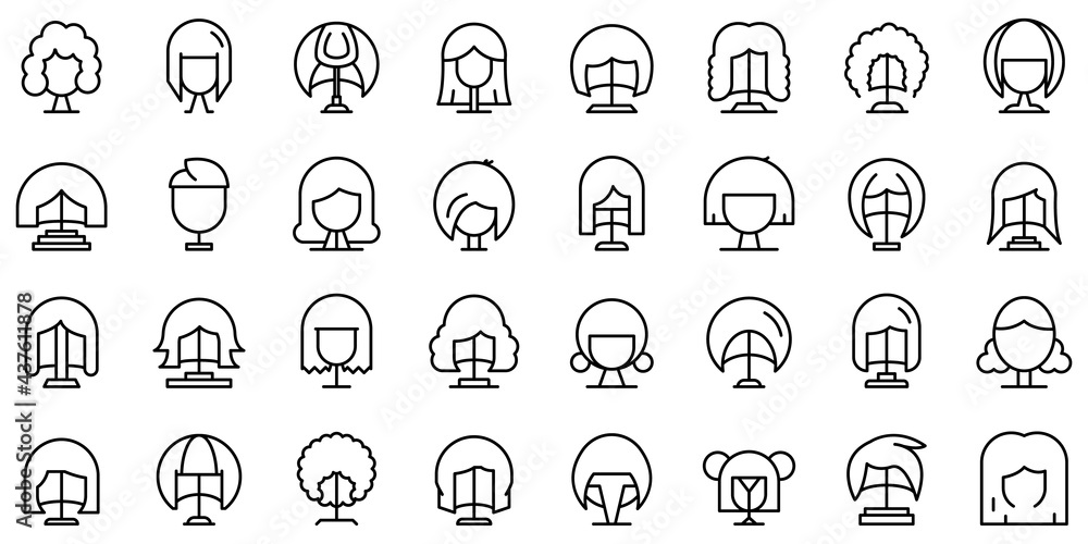 Wig icon. Outline wig vector icon for web design isolated on white