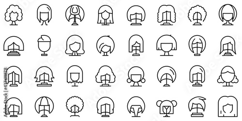 Wig icon. Outline wig vector icon for web design isolated on white background