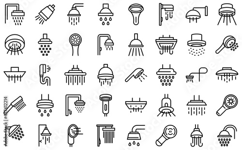 Shower heads icon. Outline shower heads vector icon for web design isolated on white background