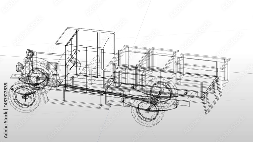 Obraz premium 3d illustration. Polish military truck from the period of the Second World War