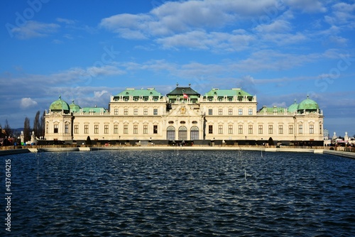 Photography View of the Belvedere Upper Palace, Vienna above the water surface