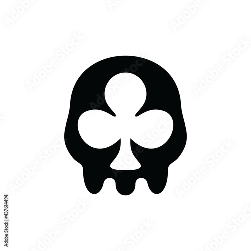 Vector Logo Design Combination Skull And leaf curly poker