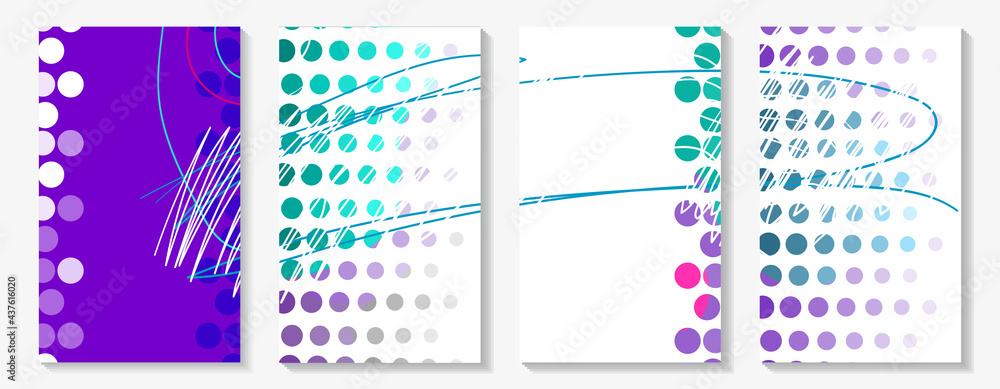 Abstract set of advertising covers, backgrounds. Vector modern sales banner design. Pink, purple, blue colors. A set of dynamic rectangular covers. Advertising banner template. Eps 10.