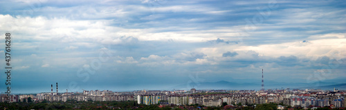 Panorama of the city of Ivano-Frankivsk on a cloudy day