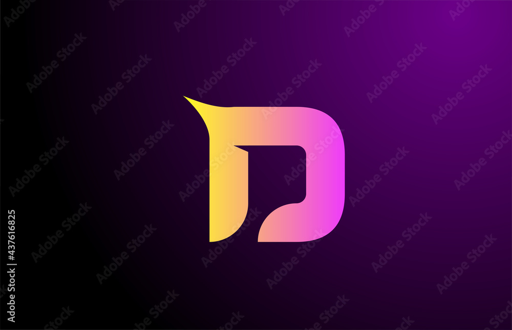 yellow purple D creative gradient alphabet letter logo for branding and business. Design for icon corporate identity yellow purple D creative gradient alphabet letter logo for branding and business. Design for icon corporate identity
