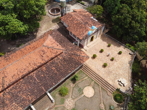 Drone view of a colonial building in the city of São Luis, Maranhão, Brazil.