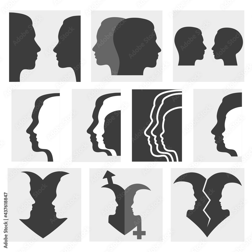 set of silhouettes of people set of silhouettes of people