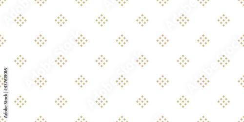 Vector geometric background with small diamond shapes, tiny rhombuses, squares. Abstract golden seamless pattern. Luxury gold and white texture. Modern repeat design for decor, print, web, wallpaper