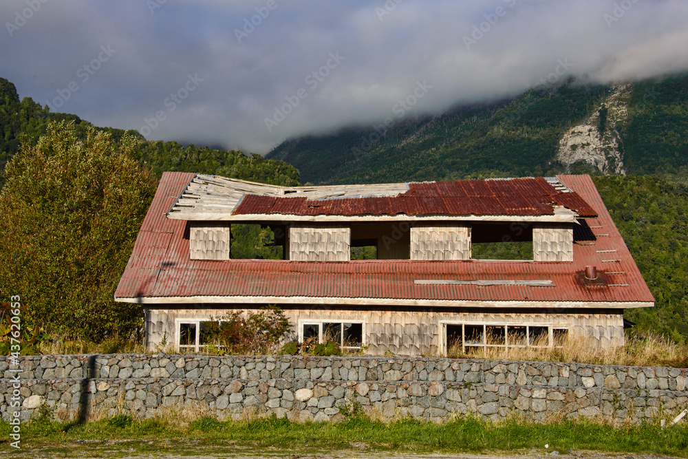 The aftermath of the powerful landslide that destroyed Santa Lucia village along the Carretera Austral, Patagonia, C