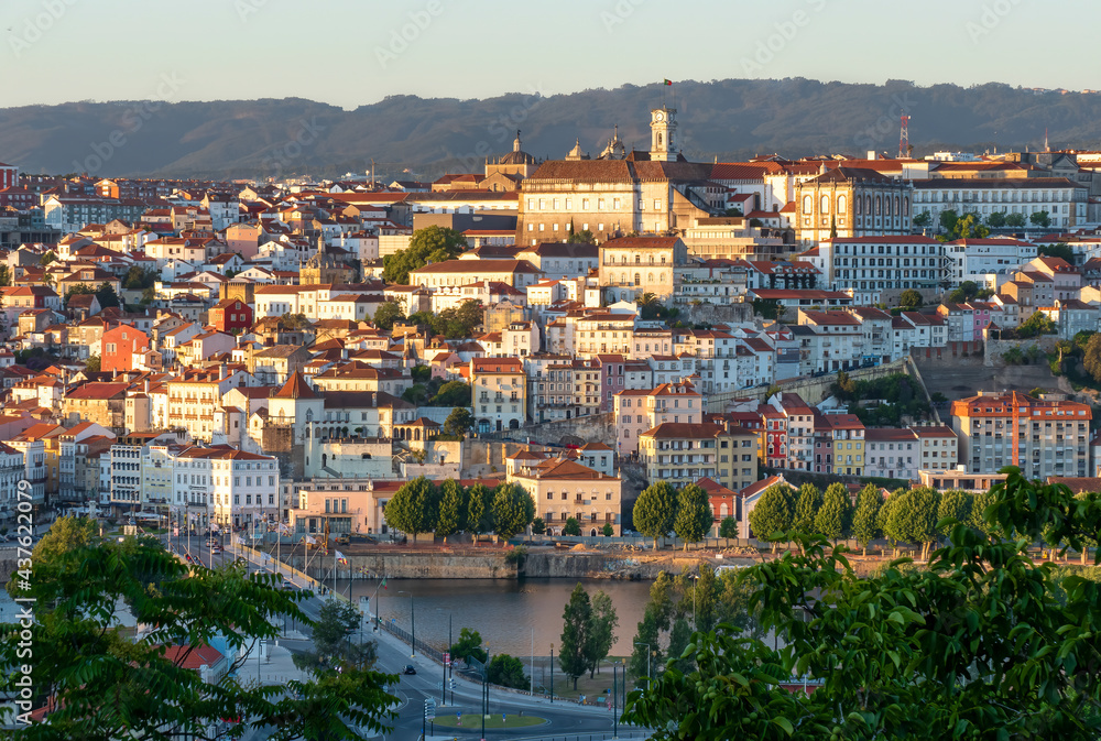 View of Coimbra from the convent of Santa Clara in the golden hour.