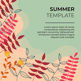 Floral and leaves summer background. Vector set of social media stories design templates, backgrounds with copy space for text - summer landscape