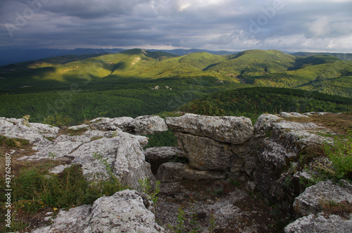 Mountain panoramic landscape with clouds and blue sky © TSViPhoto