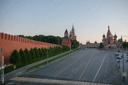 Kremlin towers and wall in Moscow.