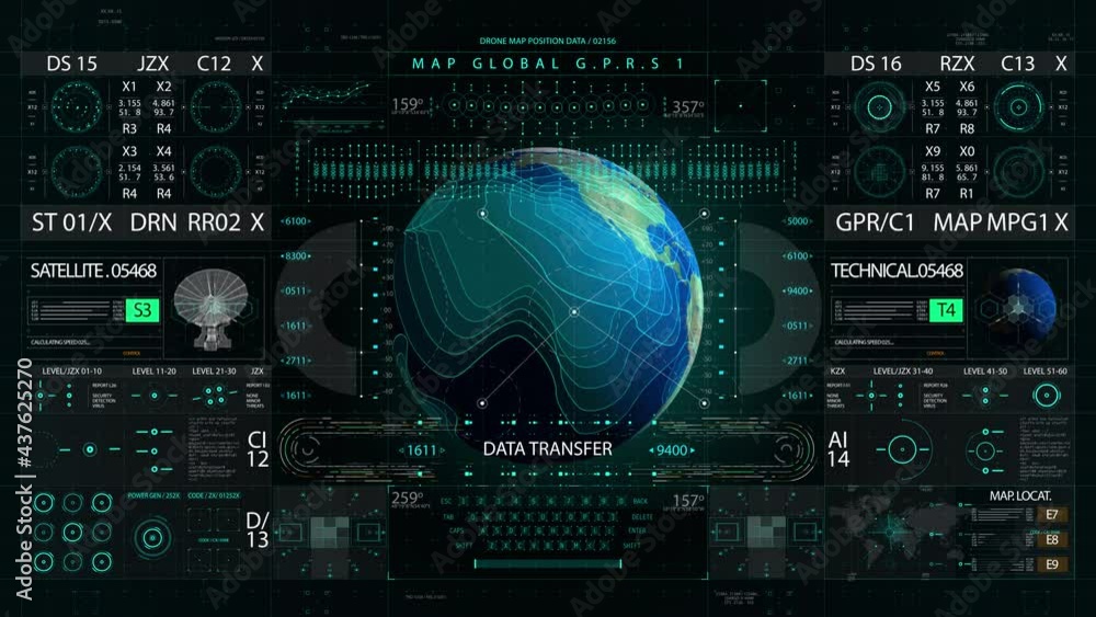 World map HUD interface display 