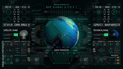 World map HUD interface display 