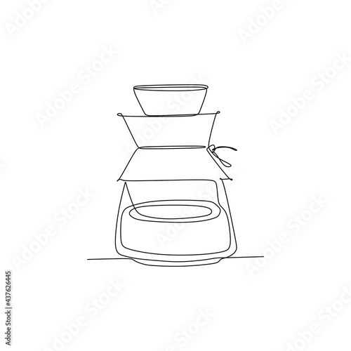 Glass Coffee Maker - Continuous one line drawing