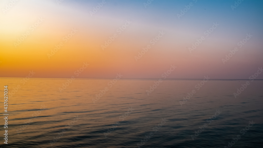 Quiet lake at sunset time