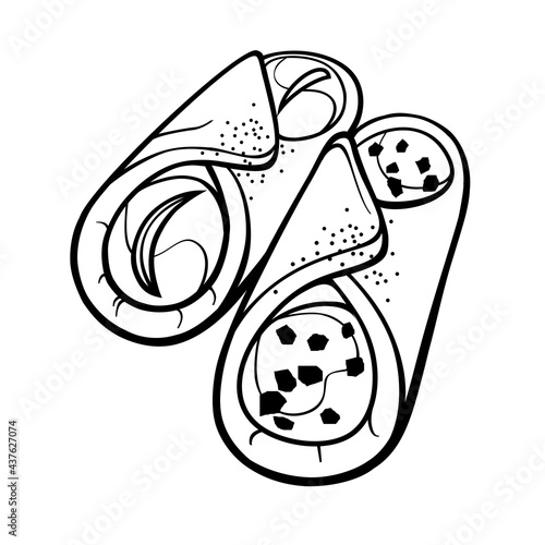 Cannoli traditional Italian dessert. Illustration in doodle style.