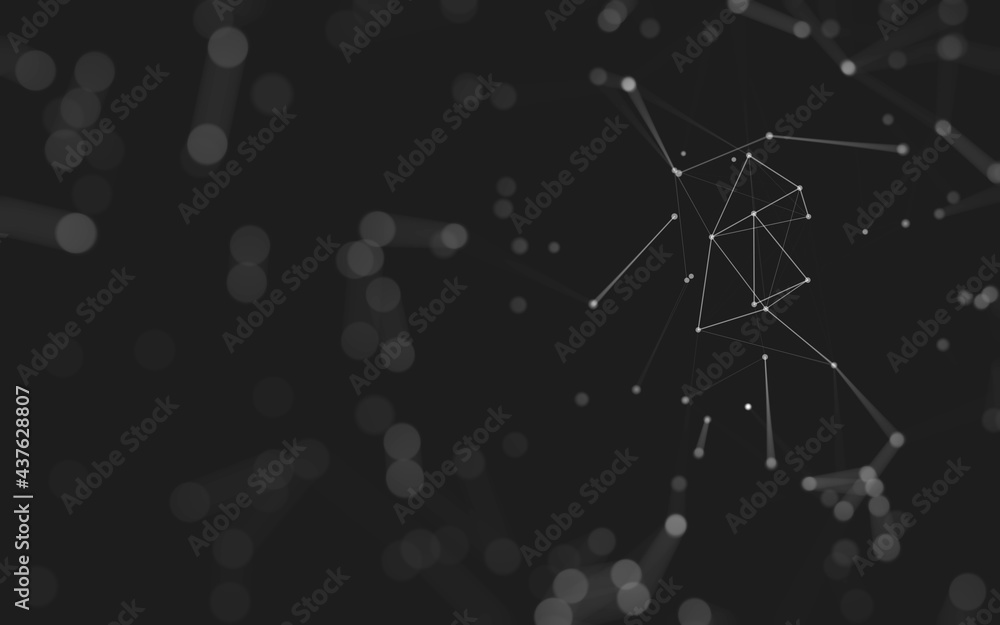 Fototapeta premium Abstract background. Molecules technology with polygonal shapes, connecting dots and lines. Connection structure. Big data visualization.