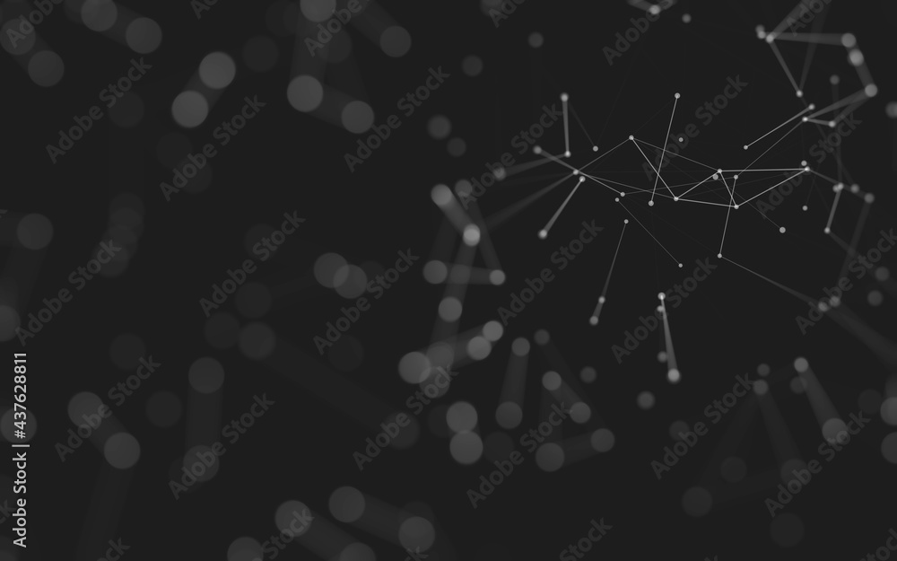 Fototapeta premium Abstract background. Molecules technology with polygonal shapes, connecting dots and lines. Connection structure. Big data visualization.