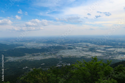 The view from Mt Tsukuba ropeway in Tsukuba  Ibaraki  Japan. May 26  2021.