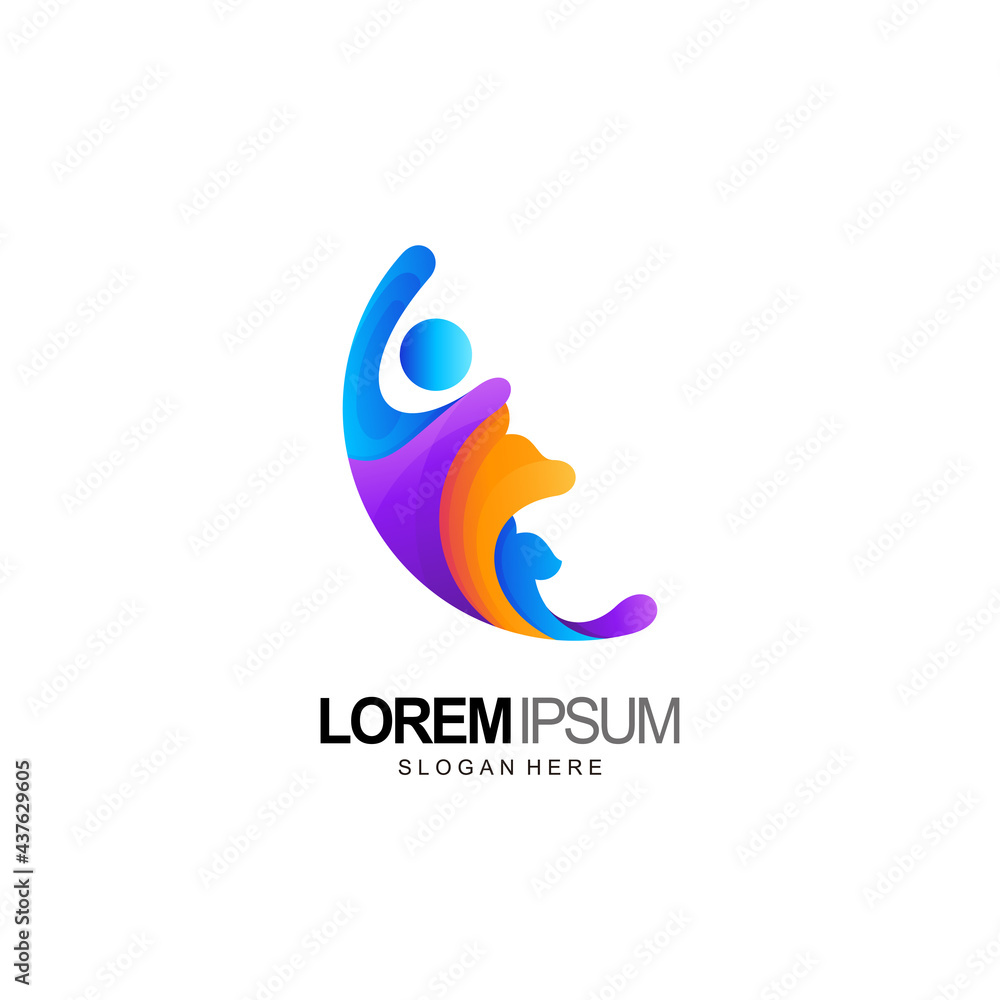 people and pet logo design concept people and pet logo design concept